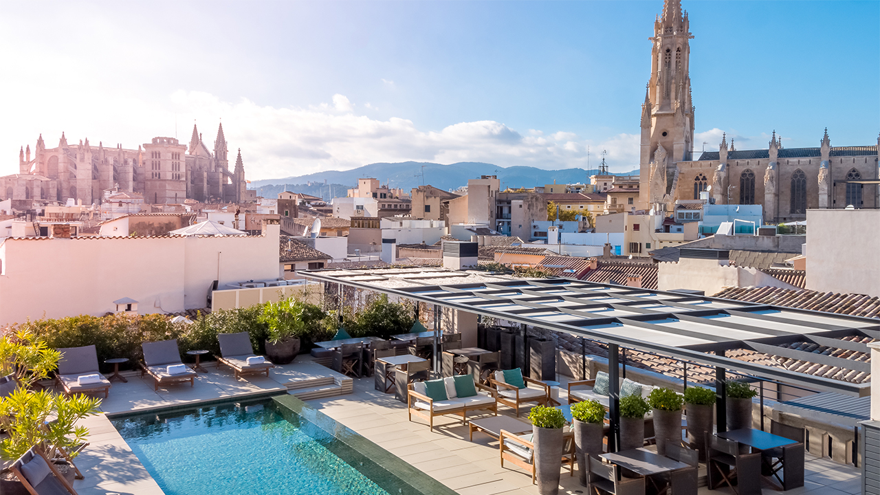 rooftop bar from hotel in palma city